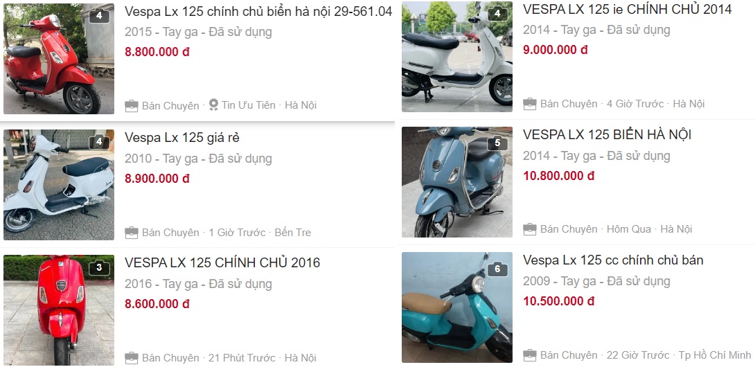 Xe máy điện Vespa LX 125 giá bao nhiêu?
