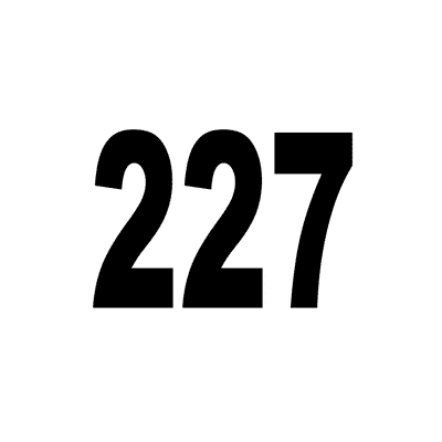 Number 227 White Black Stickers, Magnet | Wacky Print